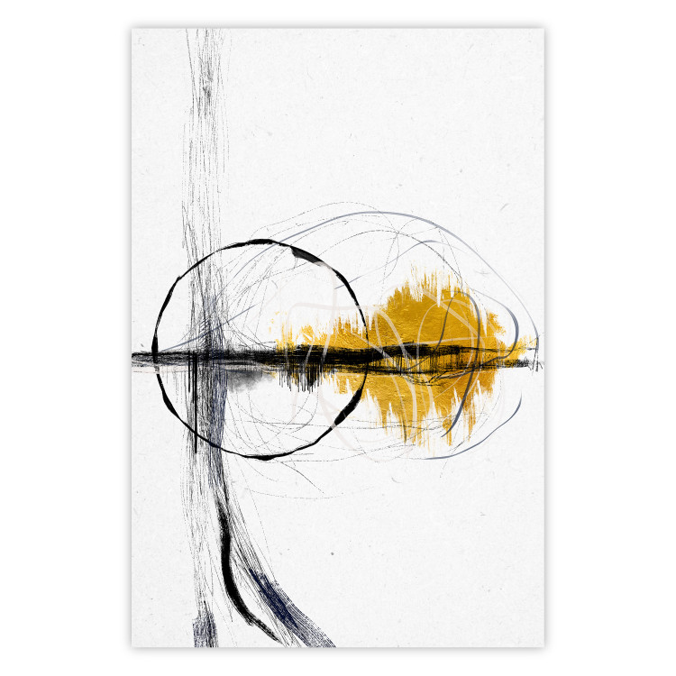 Wall Poster Golden Sunrise - artistic black lines and patterns in an abstract style 131834