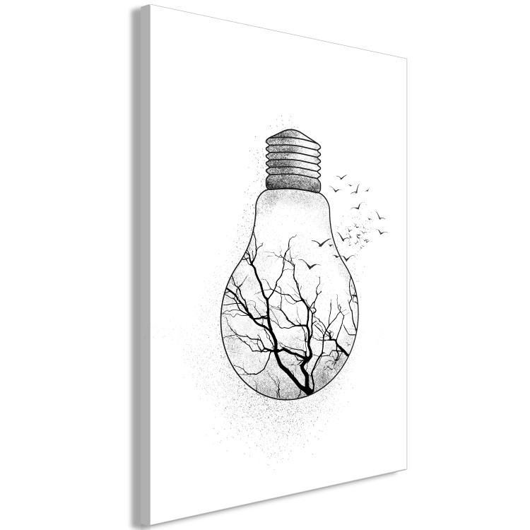 Canvas Art Print Winter Birds (1-piece) Vertical - abstract light bulb with tree 131934 additionalImage 2