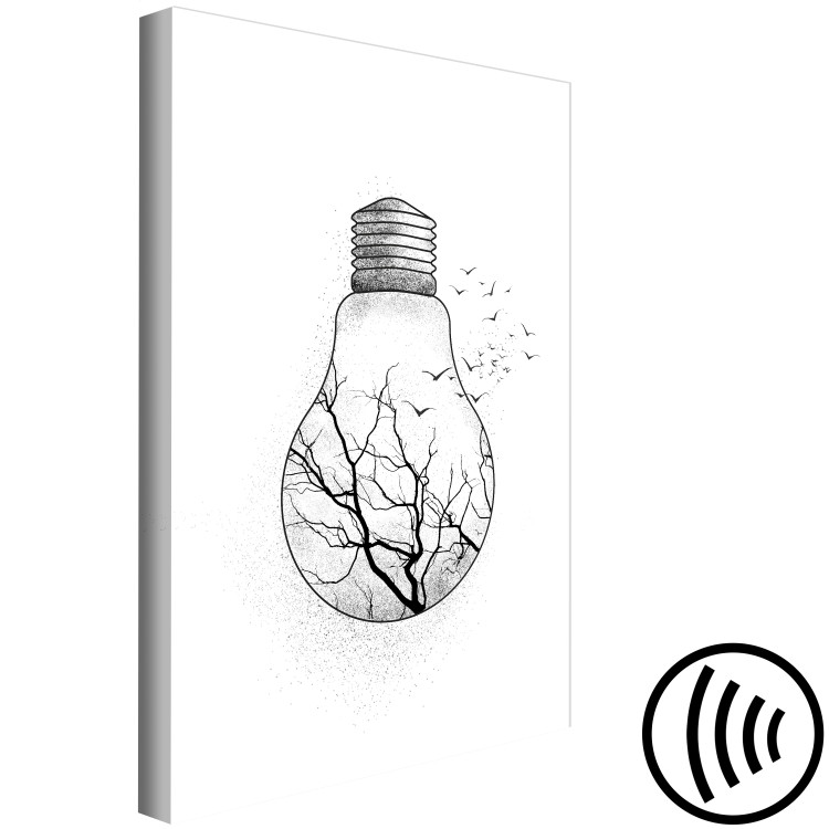 Canvas Art Print Winter Birds (1-piece) Vertical - abstract light bulb with tree 131934 additionalImage 6