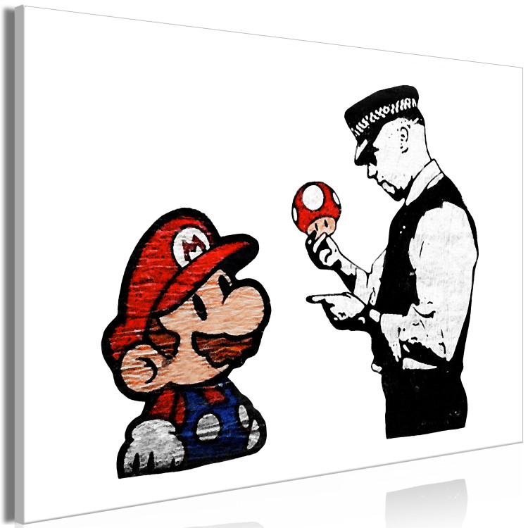 Canvas Mario and a Police Officer - graphic inspired by Banksy's street art 132434 additionalImage 2