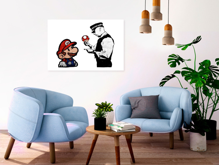 Canvas Mario and a Police Officer - graphic inspired by Banksy's street art 132434 additionalImage 3