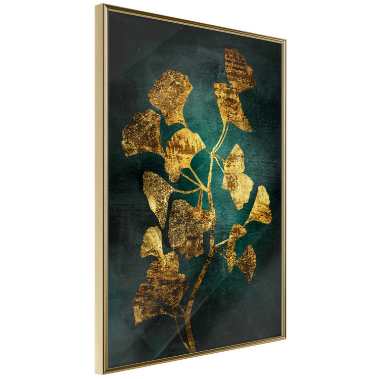 Wall Poster Radiant Glow - abstract golden plant on green texture 135034 additionalImage 12