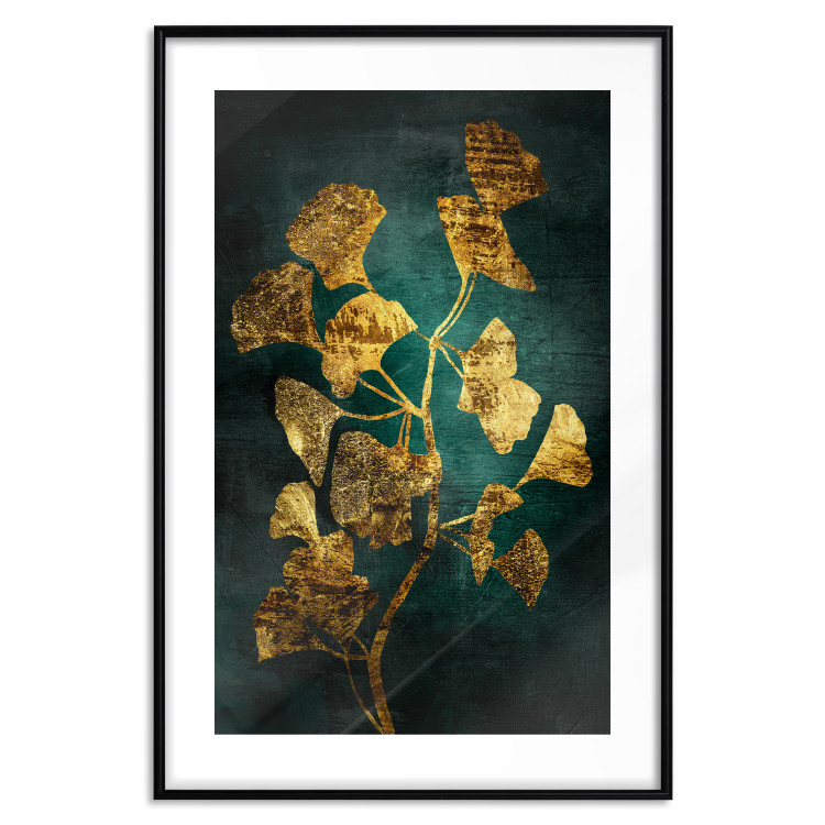 Wall Poster Radiant Glow - abstract golden plant on green texture 135034 additionalImage 15