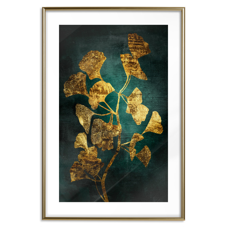 Wall Poster Radiant Glow - abstract golden plant on green texture 135034 additionalImage 14
