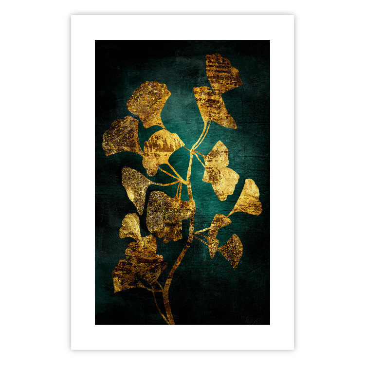 Wall Poster Radiant Glow - abstract golden plant on green texture 135034 additionalImage 19