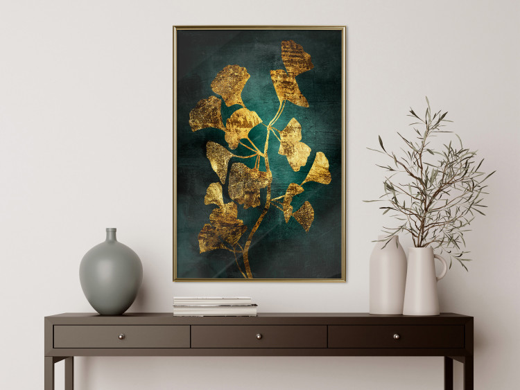 Wall Poster Radiant Glow - abstract golden plant on green texture 135034 additionalImage 5
