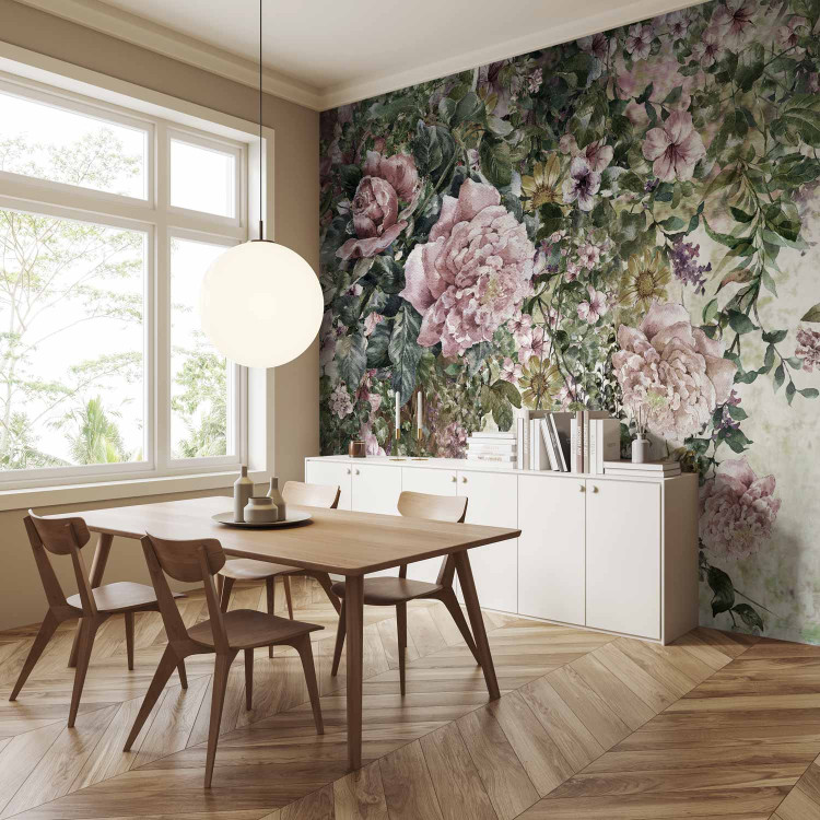 Wall Mural Coming summer - plant motif with blooming flowers in retro style 135734 additionalImage 7