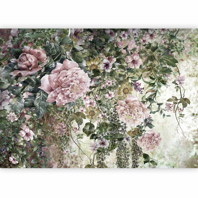 Wall Mural Coming summer - plant motif with blooming flowers in retro style 135734 additionalImage 5
