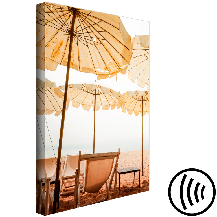 Canvas Art Print Beach umbrellas - Landscape with sand, sun loungers and Mediterranean 135834 additionalImage 6
