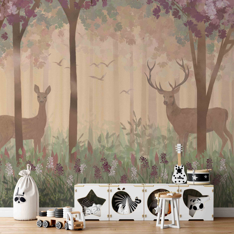 Photo Wallpaper Landscape for children - wild animals motif on a fairy tale forest background 143434 additionalImage 4
