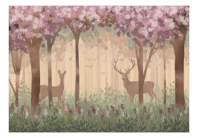 Photo Wallpaper Landscape for children - wild animals motif on a fairy tale forest background 143434 additionalImage 1