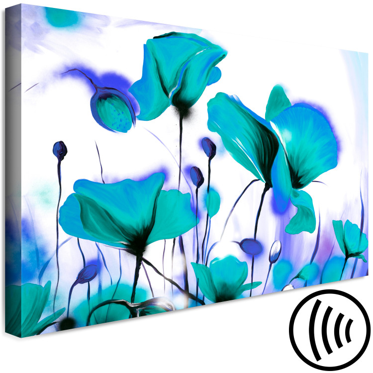 Canvas Turquoise Meadow (1-piece) wide - blue poppies on a colorful background 145134 additionalImage 6