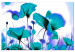 Canvas Turquoise Meadow (1-piece) wide - blue poppies on a colorful background 145134