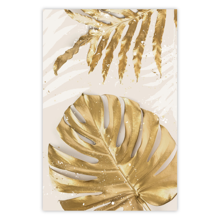 Wall Poster Golden Leaves With an Elegant Monster - Plants With a Festive Atmosphere 148434