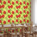 Modern Wallpaper Fiery Hibiscus - Red Flowers and Green Leaves on a Yellow Background 150034 additionalThumb 9