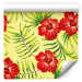 Modern Wallpaper Fiery Hibiscus - Red Flowers and Green Leaves on a Yellow Background 150034 additionalThumb 1