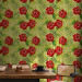 Modern Wallpaper Fiery Hibiscus - Red Flowers and Green Leaves on a Yellow Background 150034 additionalThumb 8