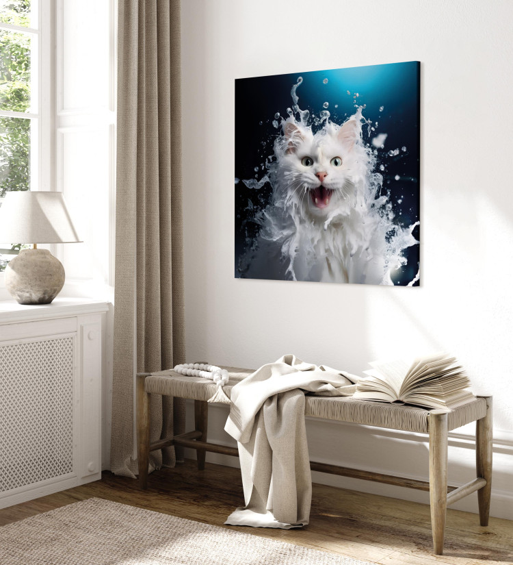 Canvas Print AI Norwegian Forest Cat - Wet Animal Fantasy Portrait - Square 150134 additionalImage 10