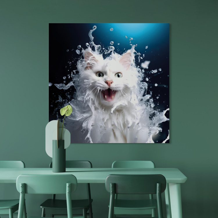 Canvas Print AI Norwegian Forest Cat - Wet Animal Fantasy Portrait - Square 150134 additionalImage 3