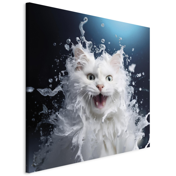 Canvas Print AI Norwegian Forest Cat - Wet Animal Fantasy Portrait - Square 150134 additionalImage 2