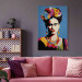 Large canvas print Frida Kahlo - Portrait of a Woman in Pop-Art Style on a Blue Background [Large Format] 152234 additionalThumb 4