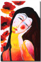 Canvas Art Print Flower dreamer - colorful female portrait with poppy flowers 48934