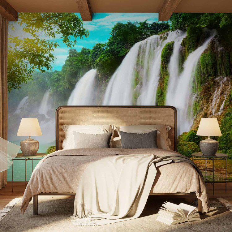 Wall Mural Beauty of Nature - Landscape of Waterfalls Flowing into a Stony Lake 60034 additionalImage 2