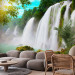 Wall Mural Beauty of Nature - Landscape of Waterfalls Flowing into a Stony Lake 60034