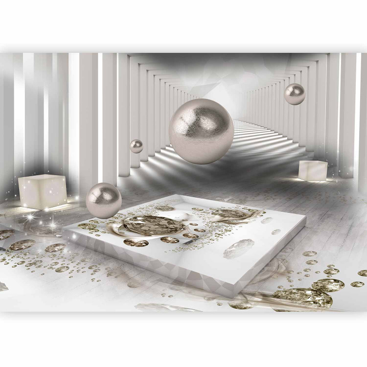 Photo Wallpaper Beige abstraction - geometric tunnel with diamond glow effect 93934 additionalImage 1
