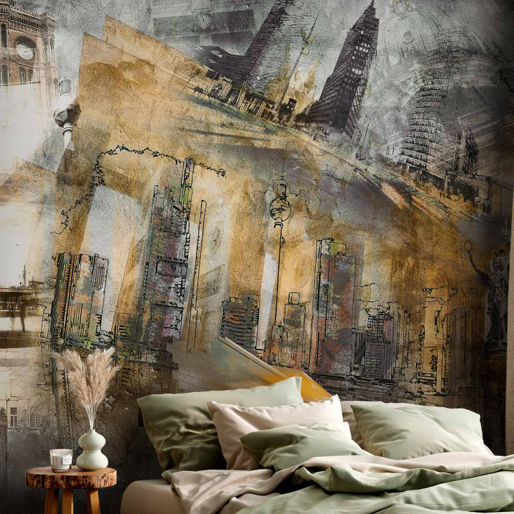 Wall Mural Berlin - collage (orange) 97234 additionalImage 2