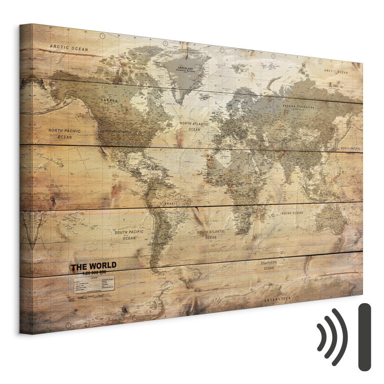 Canvas Art Print World Map: Planks (1-piece) - Continents on Wooden Texture 98534 additionalImage 8