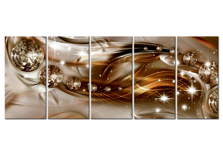Canvas Art Print Glowing Spheres (5-piece) - Glamour Style Abstraction Full of Shine 105044