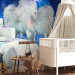 Wall Mural White unicorns - magical motif in blue shades with sparkle 107244 additionalThumb 4