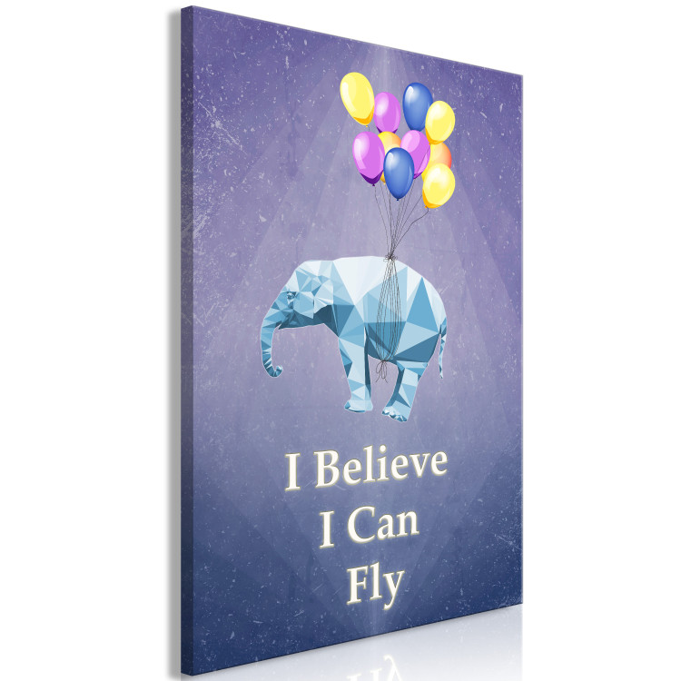 Canvas Words of Inspiration (1-part) - Elephant with Balloons and Motivational Text 114544 additionalImage 2