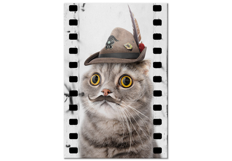 Canvas Art Print Animal Fantasy (1-part) - Cat's Cinematic Odyssey with a Hat 116344