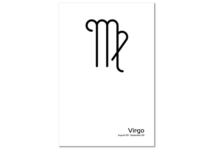 Canvas Art Print Zodiacal Miss - black and white graphic motif presenting a symbol of the zodiac sign and a signature 117044