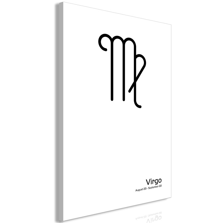 Canvas Art Print Zodiacal Miss - black and white graphic motif presenting a symbol of the zodiac sign and a signature 117044 additionalImage 2