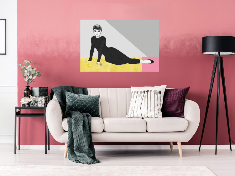 Wall Poster Beautiful Audrey - composition with the figure of a famous woman against an abstract background 117544 additionalImage 23