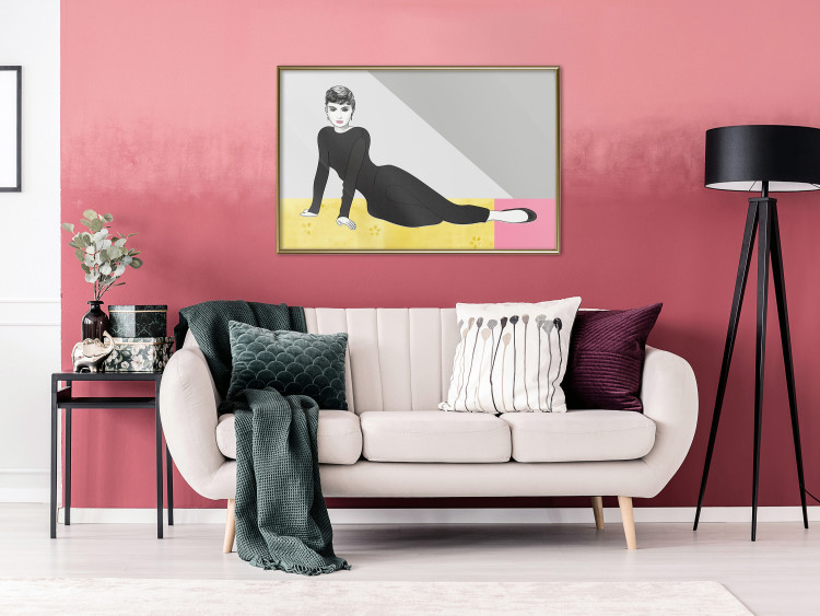 Wall Poster Beautiful Audrey - composition with the figure of a famous woman against an abstract background 117544 additionalImage 7