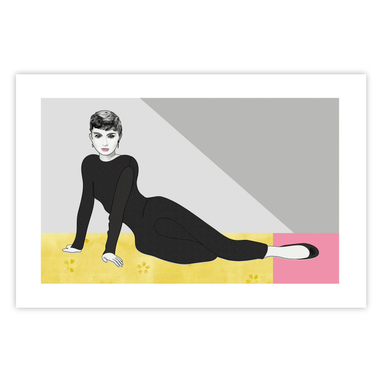 Wall Poster Beautiful Audrey - composition with the figure of a famous woman against an abstract background 117544 additionalImage 25