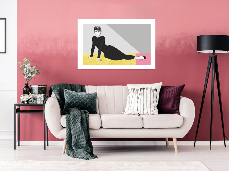 Wall Poster Beautiful Audrey - composition with the figure of a famous woman against an abstract background 117544 additionalImage 2