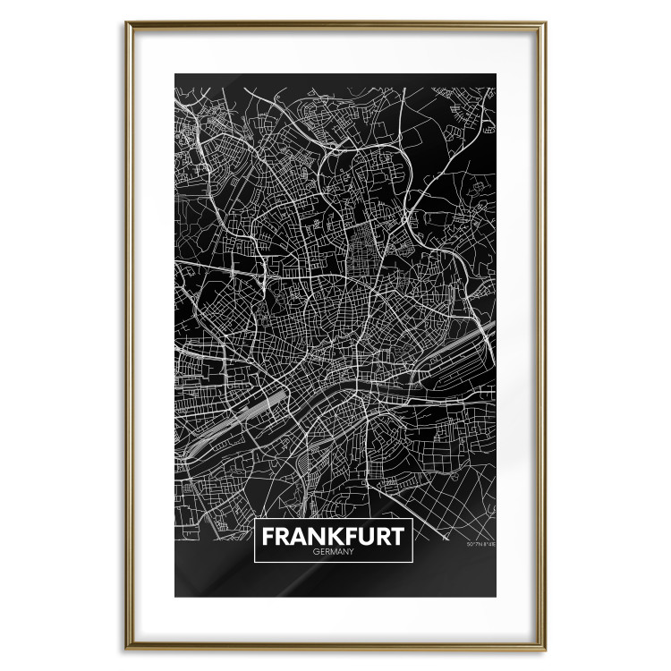 Poster Dark Map of Frankfurt - black and white composition with the German city 118144 additionalImage 16