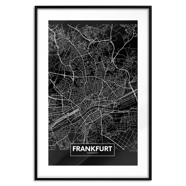 Poster Dark Map of Frankfurt - black and white composition with the German city 118144 additionalImage 15