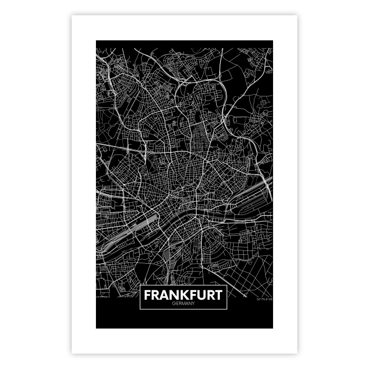 Poster Dark Map of Frankfurt - black and white composition with the German city 118144 additionalImage 25