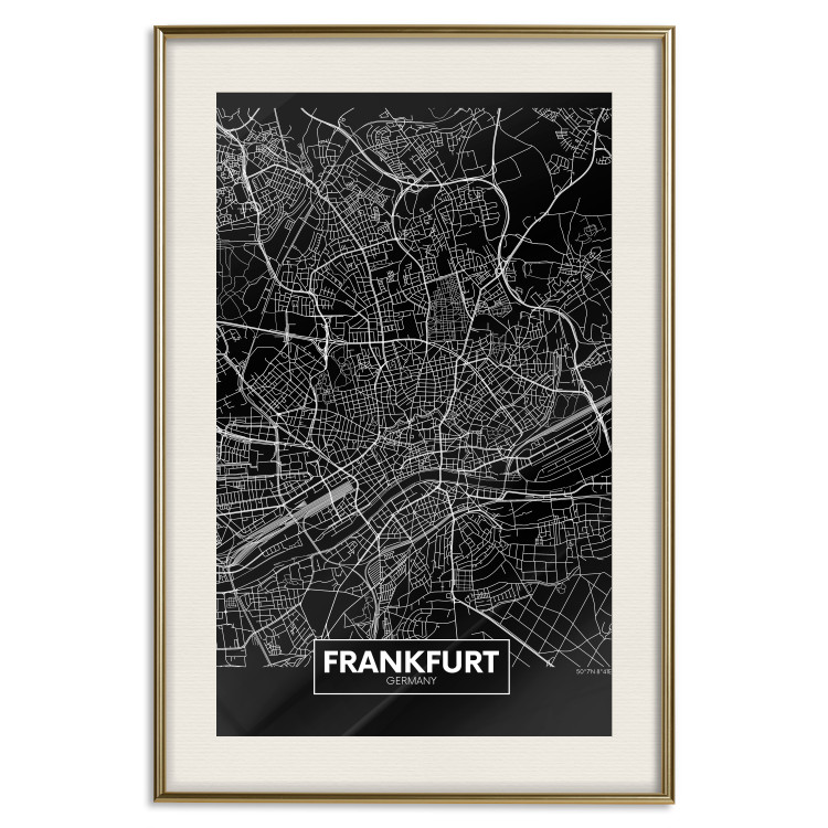 Poster Dark Map of Frankfurt - black and white composition with the German city 118144 additionalImage 19