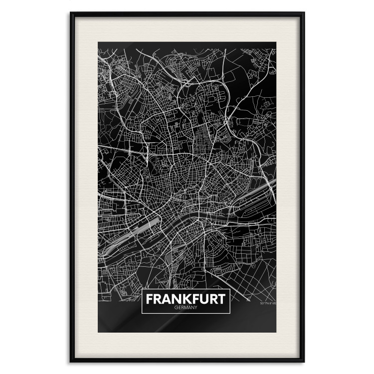 Poster Dark Map of Frankfurt - black and white composition with the German city 118144 additionalImage 18