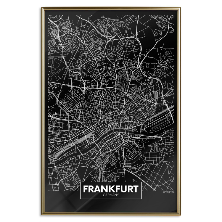 Poster Dark Map of Frankfurt - black and white composition with the German city 118144 additionalImage 20