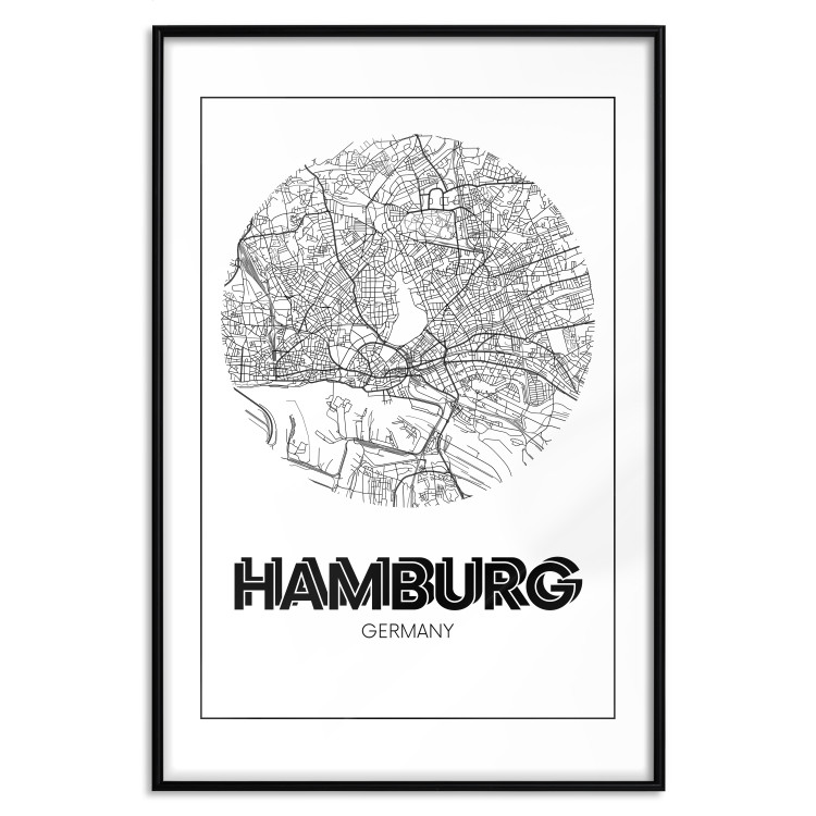 Wall Poster Retro Hamburg - black and white map of the port city with English texts 118444 additionalImage 18