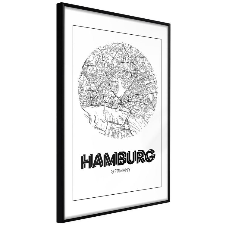 Wall Poster Retro Hamburg - black and white map of the port city with English texts 118444 additionalImage 10