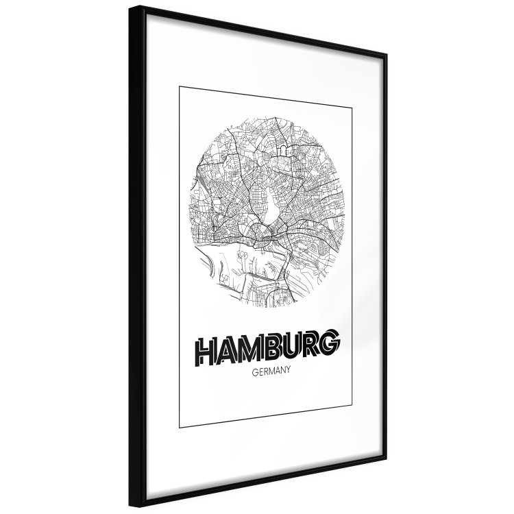 Wall Poster Retro Hamburg - black and white map of the port city with English texts 118444 additionalImage 11
